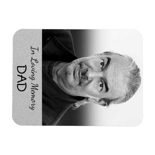 父または祖父のためのシルバーフォトメモリアムマグネット マグネット (横)