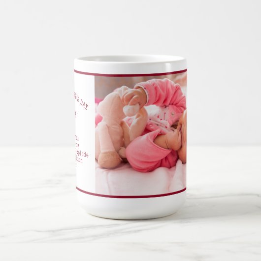 父カスタムの日の詩と一緒に写真ダークレッド コーヒーマグカップ (中央)