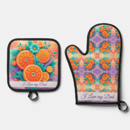 父カラフルの日のオレンジ 鍋つかみ&鍋敷きセット