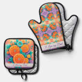 父カラフルの日のオレンジ 鍋つかみ&鍋敷きセット (正面/裏面)