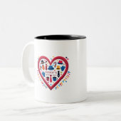 父カラフルの日のハートデザイン – 完璧なパパG ツートーンマグカップ (正面左)