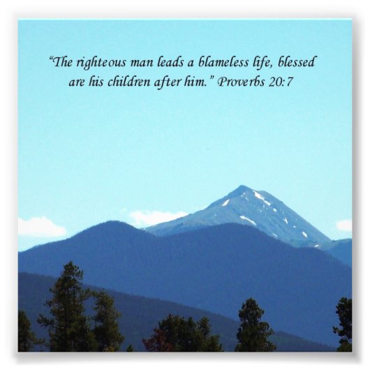父ギフト箴言20:7聖なる書物、 経典山プリント フォトプリント (正面)