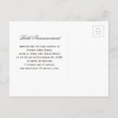 父クラシックの生まれたばかりのベビー写真の手 案内ポストカード (裏面)