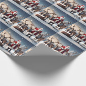 父クリスマスはトナカイとポーズをとっていた。 ラッピングペーパー (角)