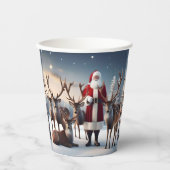 父クリスマスはトナカイとポーズをとっていた。 紙コップ (正面)