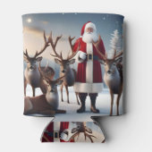 父クリスマスはトナカイとポーズをとっていた。 缶クーラー (裏面)