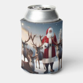 父クリスマスはトナカイとポーズをとっていた。 缶クーラー (缶裏面)