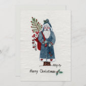 父クリスマスイングリーンコートタン絵を描紙 シーズンカード (正面/裏面)