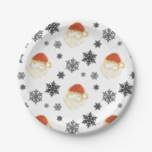 父クリスマスサンタクローススノーイラストレーション ペーパープレート