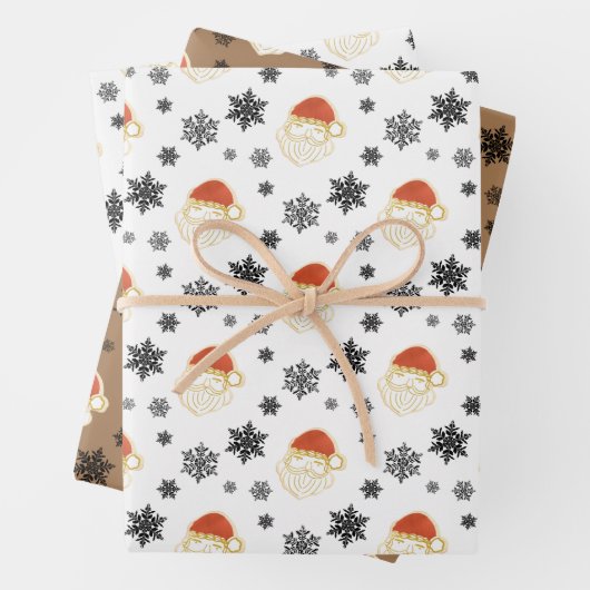 父クリスマスサンタクローススノーイラストレーション ラッピングペーパーシート (インサイチュ)