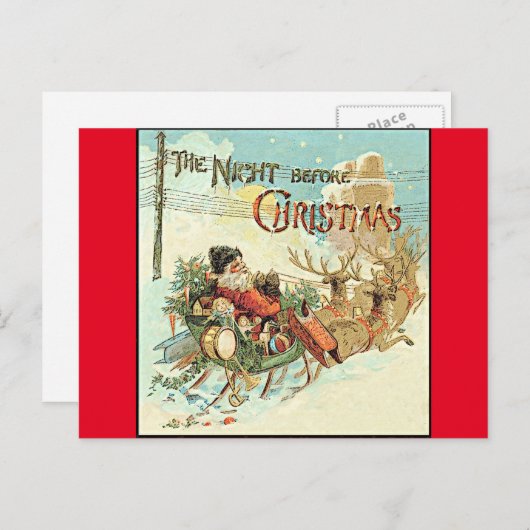 父クリスマスヴィンテージサンタクロース葉書 シーズンポストカード (正面/裏面)