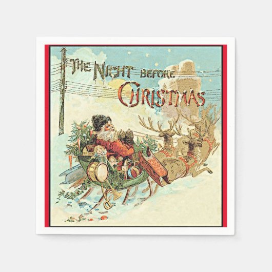 父クリスマスヴィンテージサンタクロース スタンダードカクテルナプキン (正面)
