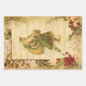 父クリスマスヴィンテージフローラエフェメラ ラッピングペーパーシート (正面3)