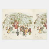 父クリスマスヴィンテージブックサイドオールドレタリング ラッピングペーパーシート (正面)