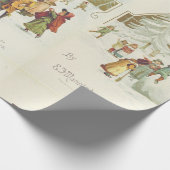 父クリスマスヴィンテージブックサイドオールドレタリング ラッピングペーパー (角)