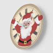 父クリスマス幸せ顔ラウンドウォール ラージ壁時計 (傾斜)