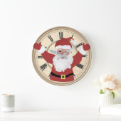 父クリスマス幸せ顔ラウンドウォール ラージ壁時計 (ホーム)