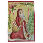 父クリスマス抱き枕 ミディアムペーパーバッグ (正面)