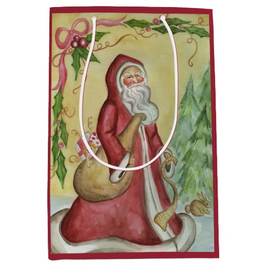 父クリスマス抱き枕 ミディアムペーパーバッグ (正面)