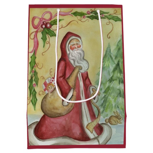 父クリスマス抱き枕 ミディアムペーパーバッグ (裏面)