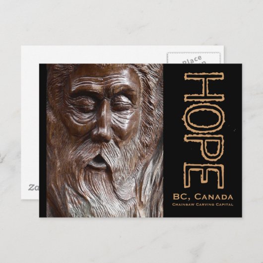 父タイムオールドマンズ顔木彫り ポストカード (正面/裏面)