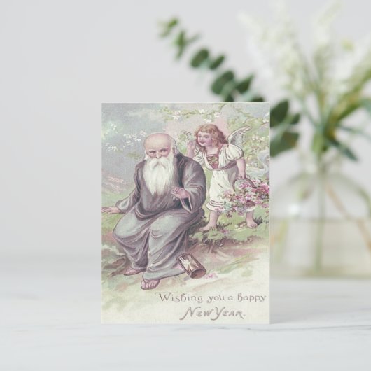 父タイムケルビエンジェルバスケット砂時計 ポストカード (スタンド正面)