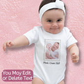 父ダディファーストクラスパパ切手フォト ベビーボディスーツ