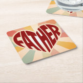 父ハートレイズコースターセット スクエアペーパーコースター (アングル)