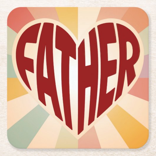 父ハートレイズコースターセット スクエアペーパーコースター (正面)