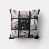 父パパベビー子の写真コラージュ白黒 クッション (裏面)