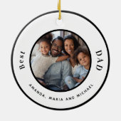 父パパ白黒名photo モダン セラミックオーナメント (裏面)