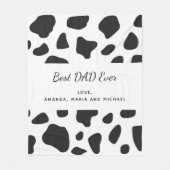 父パパ白黒牛の皮膚パターン フリースブランケット (正面)