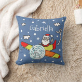 父パーソナライズされたのサンタクロース飛行機 クッション (ブランケット)