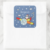 父パーソナライズされたのサンタクロース飛行機 スクエアシール (バッグ)