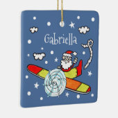 父パーソナライズされたのサンタクロース飛行機 セラミックオーナメント (右)