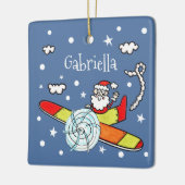 父パーソナライズされたのサンタクロース飛行機 セラミックオーナメント (左)