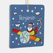 父パーソナライズされたのサンタクロース飛行機 セラミックオーナメント (右)