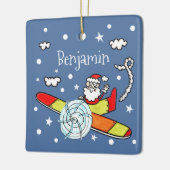 父パーソナライズされたのサンタクロース飛行機 セラミックオーナメント (左)