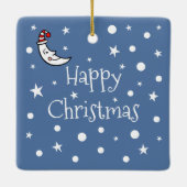 父パーソナライズされたのサンタクロース飛行機 セラミックオーナメント (裏面)