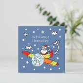 父パーソナライズされたのサンタクロース飛行機 招待状 (スタンド正面)