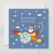 父パーソナライズされたのサンタクロース飛行機 招待状 (正面)