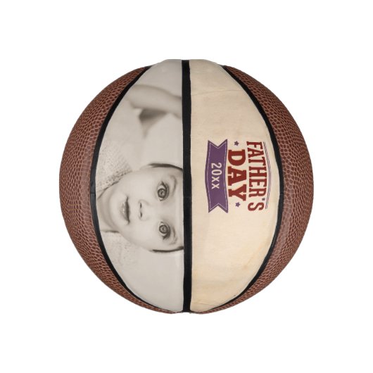 父パーソナライズされたの日の写真ギフト ミニバスケットボール (縦)