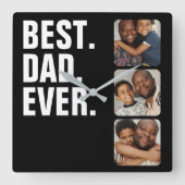 父パーソナライズされたの日フォトギフト最高のパパ スクエア壁時計 (正面)