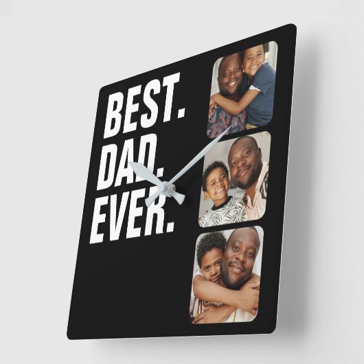 父パーソナライズされたの日フォトギフト最高のパパ スクエア壁時計 (傾斜)