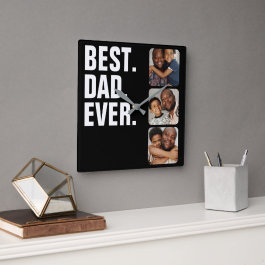 父パーソナライズされたの日フォトギフト最高のパパ スクエア壁時計 (オフィス)