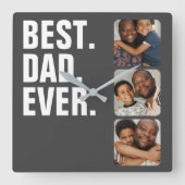 父パーソナライズされたの日フォトギフト最高のパパ スクエア壁時計 (正面)