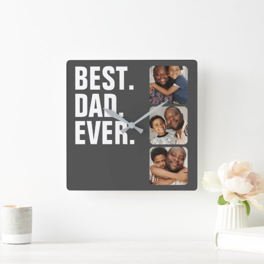 父パーソナライズされたの日フォトギフト最高のパパ スクエア壁時計 (ホーム)