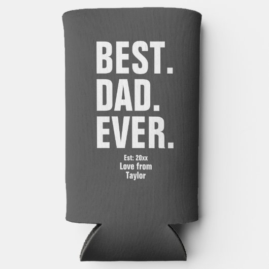 父パーソナライズされたの日フォトギフト最高のパパ スリム缶クーラー (正面)