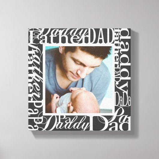 父パーソナライズされたの日ワードコラージュ写真プリント キャンバスプリント (正面)