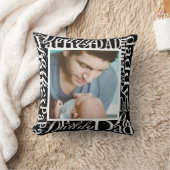 父パーソナライズされたの日ワードコラージュ黒 クッション (ブランケット)